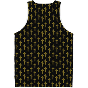 Religious Cross Pattern Print Men's Tank Top