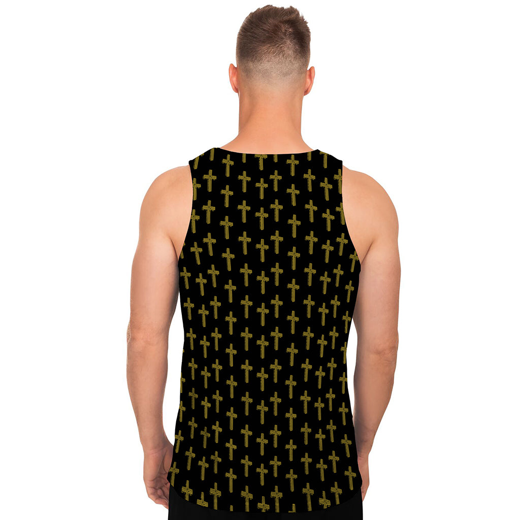 Religious Cross Pattern Print Men's Tank Top