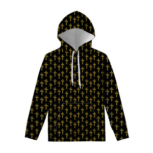 Religious Cross Pattern Print Pullover Hoodie