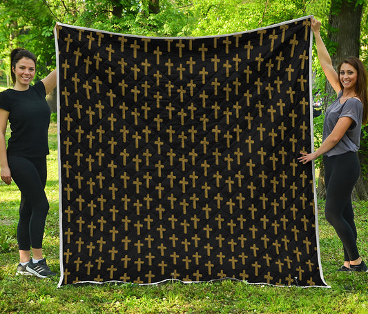 Religious Cross Pattern Print Quilt