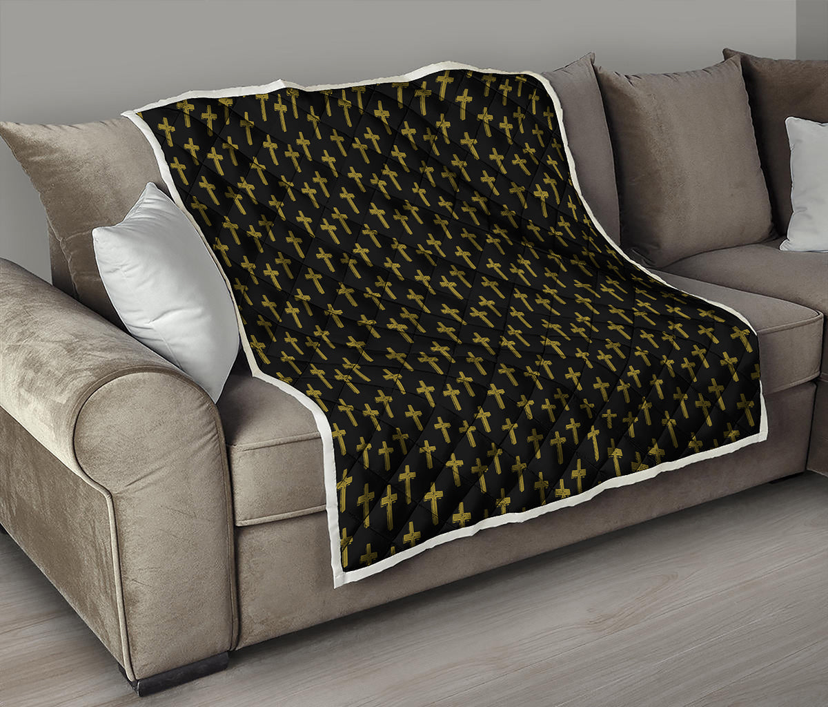 Religious Cross Pattern Print Quilt