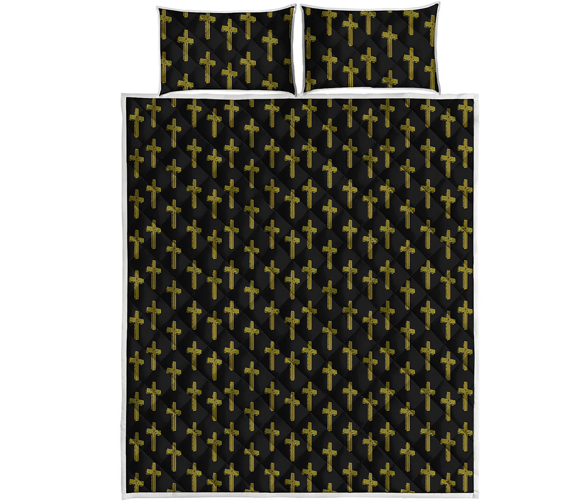 Religious Cross Pattern Print Quilt Bed Set