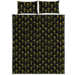 Religious Cross Pattern Print Quilt Bed Set