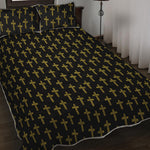 Religious Cross Pattern Print Quilt Bed Set