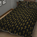 Religious Cross Pattern Print Quilt Bed Set