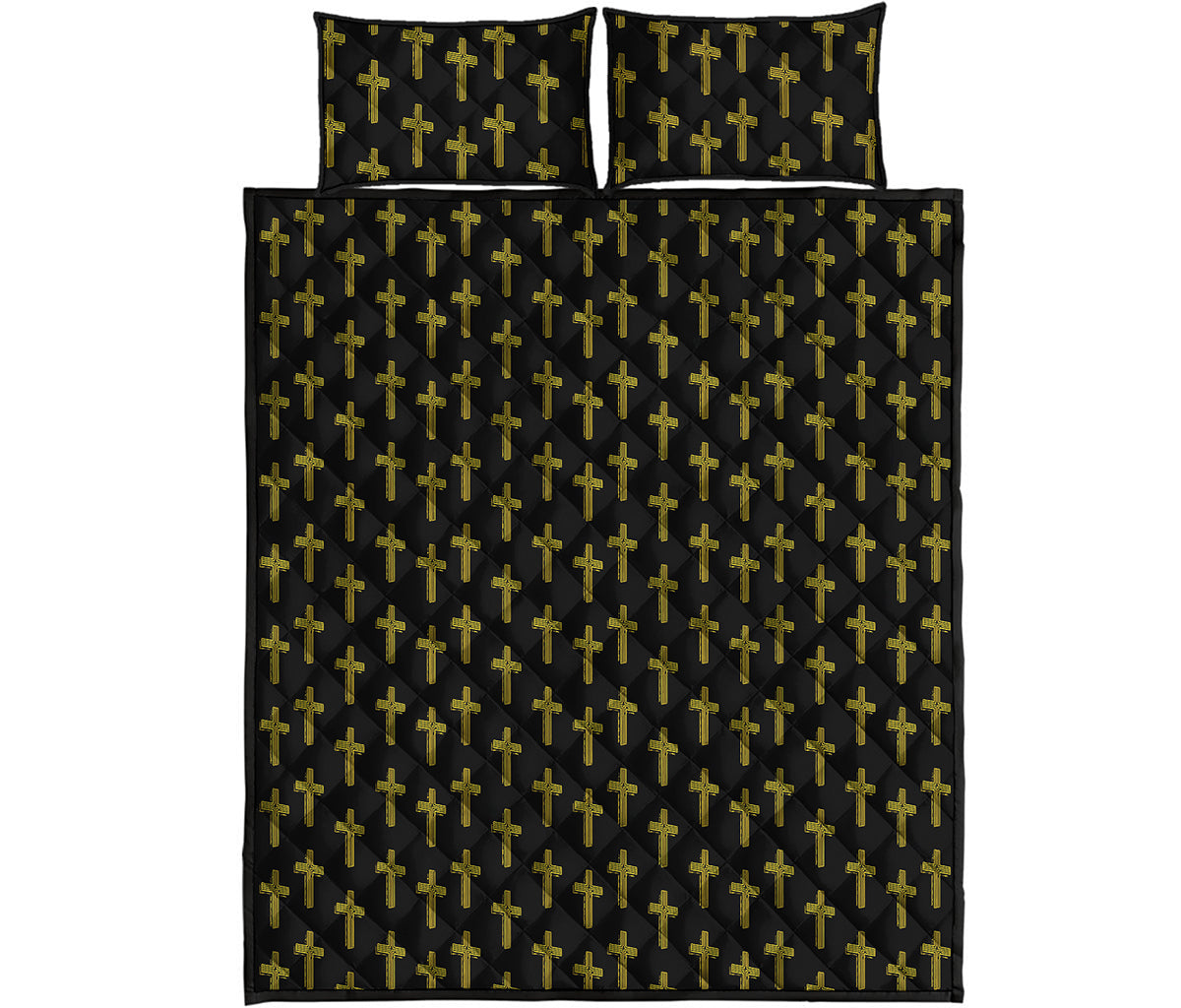 Religious Cross Pattern Print Quilt Bed Set