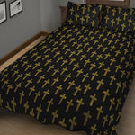 Religious Cross Pattern Print Quilt Bed Set