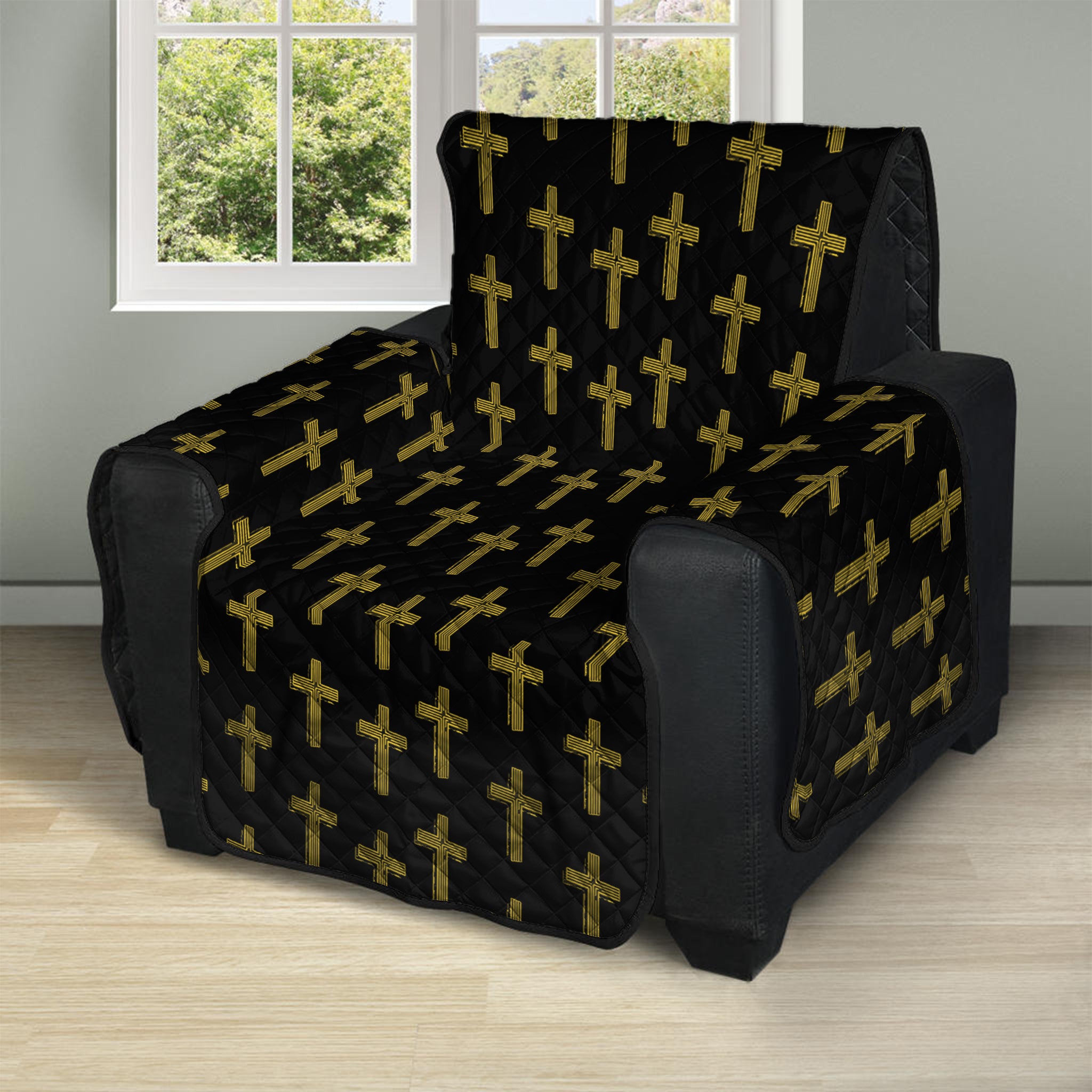 Religious Cross Pattern Print Recliner Protector