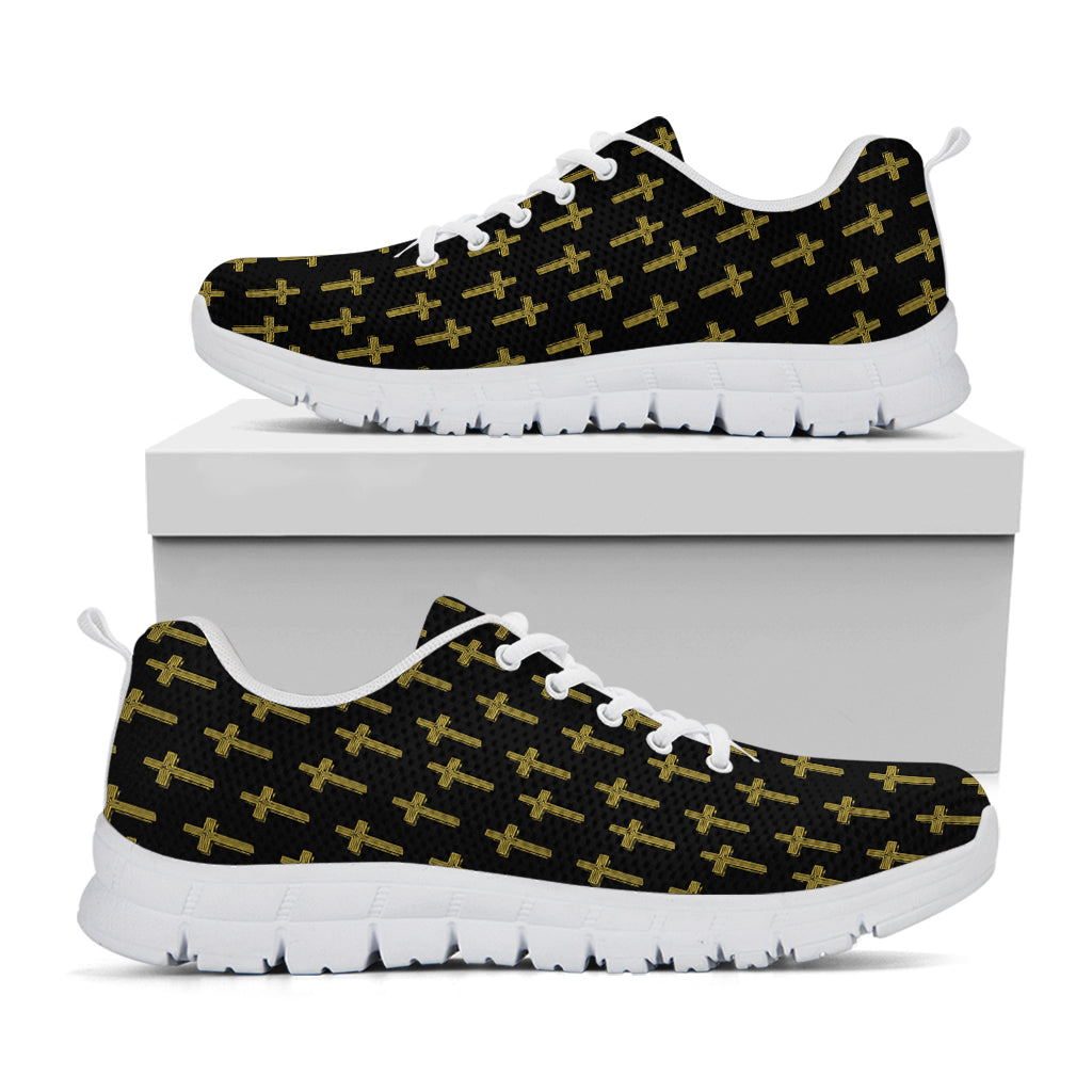 Religious Cross Pattern Print White Sneakers