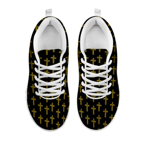 Religious Cross Pattern Print White Sneakers