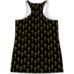 Religious Cross Pattern Print Women's Racerback Tank Top