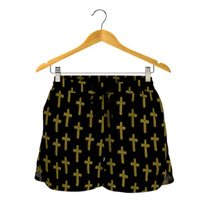 Religious Cross Pattern Print Women's Shorts