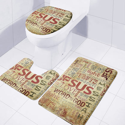 Religious Word Of God Print 3 Piece Bath Mat Set