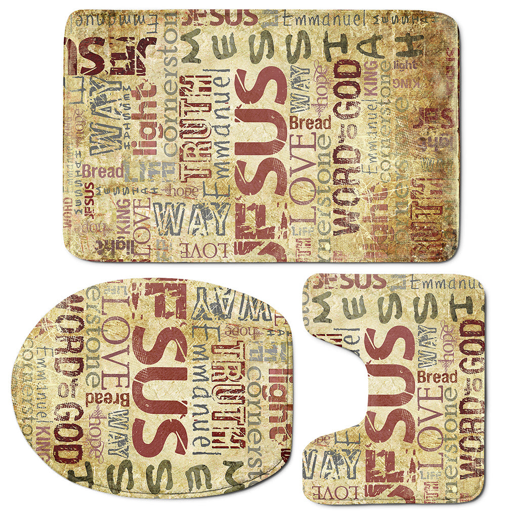 Religious Word Of God Print 3 Piece Bath Mat Set