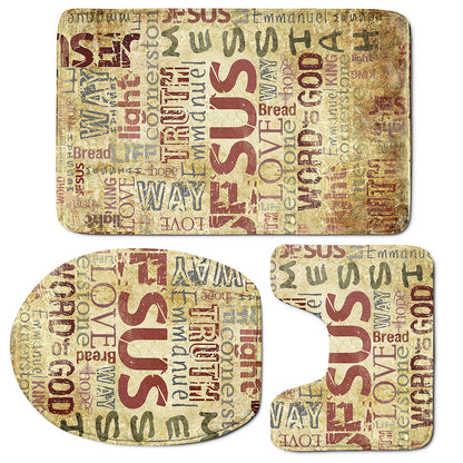 Religious Word Of God Print 3 Piece Bath Mat Set