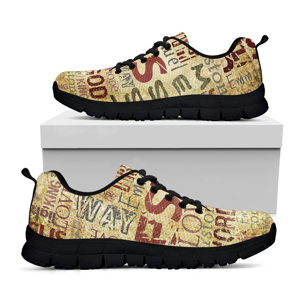 Religious Word Of God Print Black Sneakers