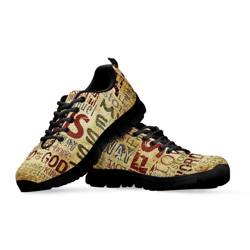 Religious Word Of God Print Black Sneakers