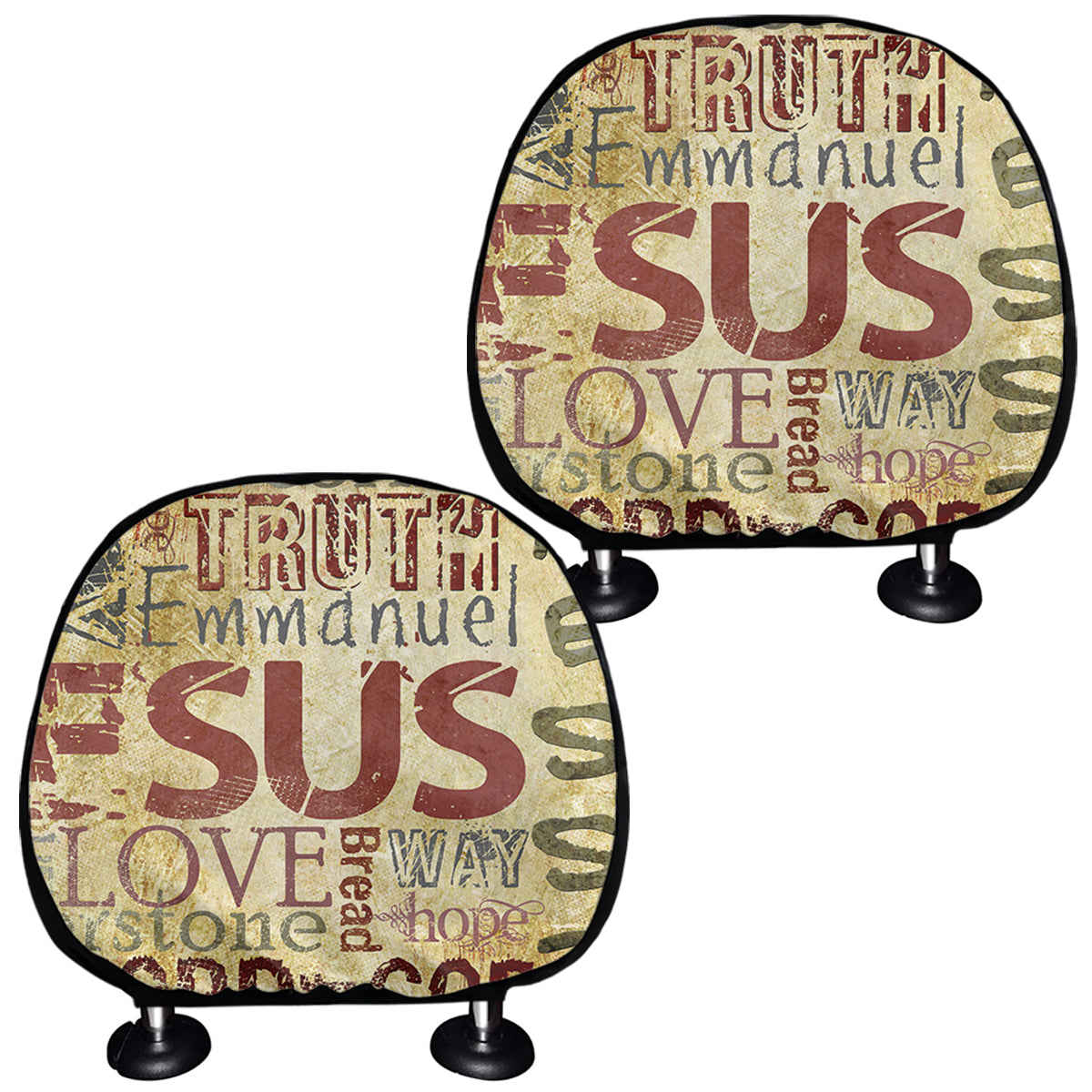 Religious Word Of God Print Car Headrest Covers