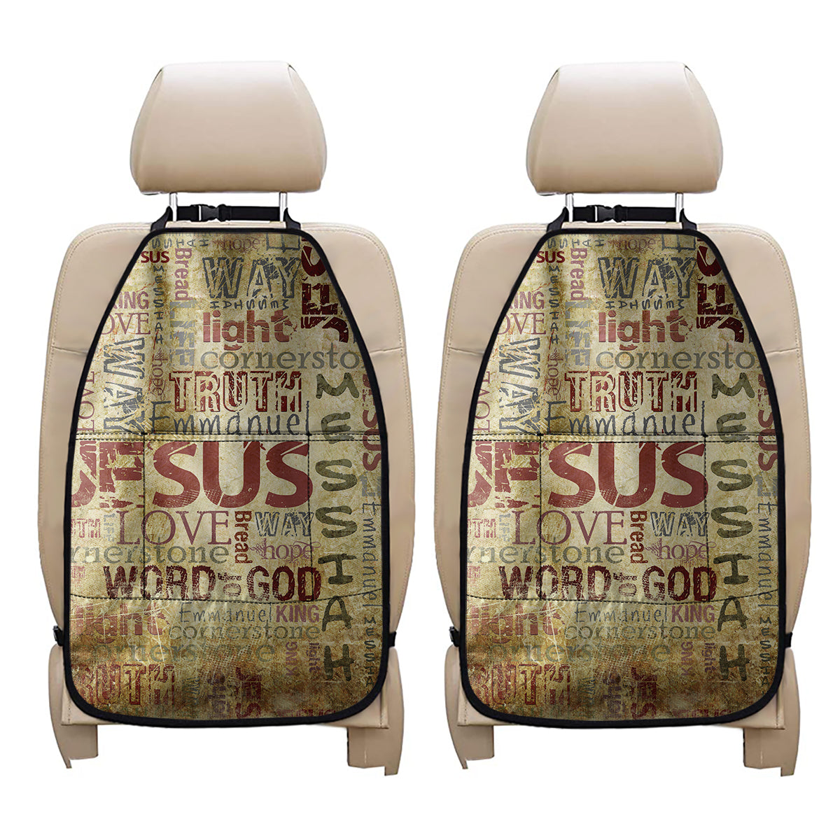 Religious Word Of God Print Car Seat Organizers