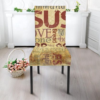 Religious Word Of God Print Dining Chair Slipcover