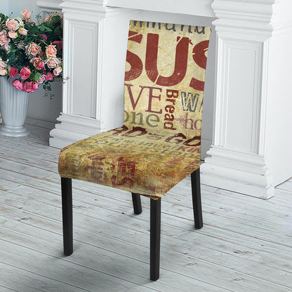 Religious Word Of God Print Dining Chair Slipcover