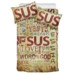 Religious Word Of God Print Duvet Cover Bedding Set