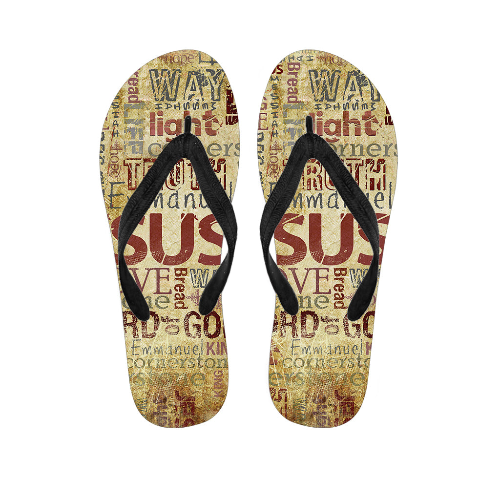 Religious Word Of God Print Flip Flops