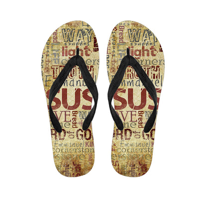Religious Word Of God Print Flip Flops