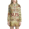 Religious Word Of God Print Pullover Hoodie Dress