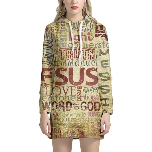 Religious Word Of God Print Hoodie Dress