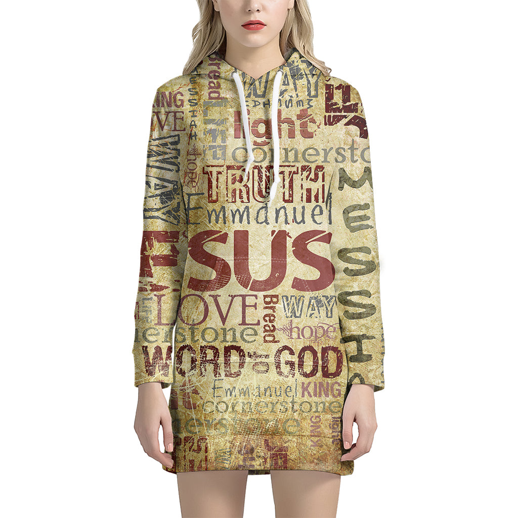 Religious Word Of God Print Hoodie Dress