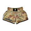 Religious Word Of God Print Muay Thai Boxing Shorts