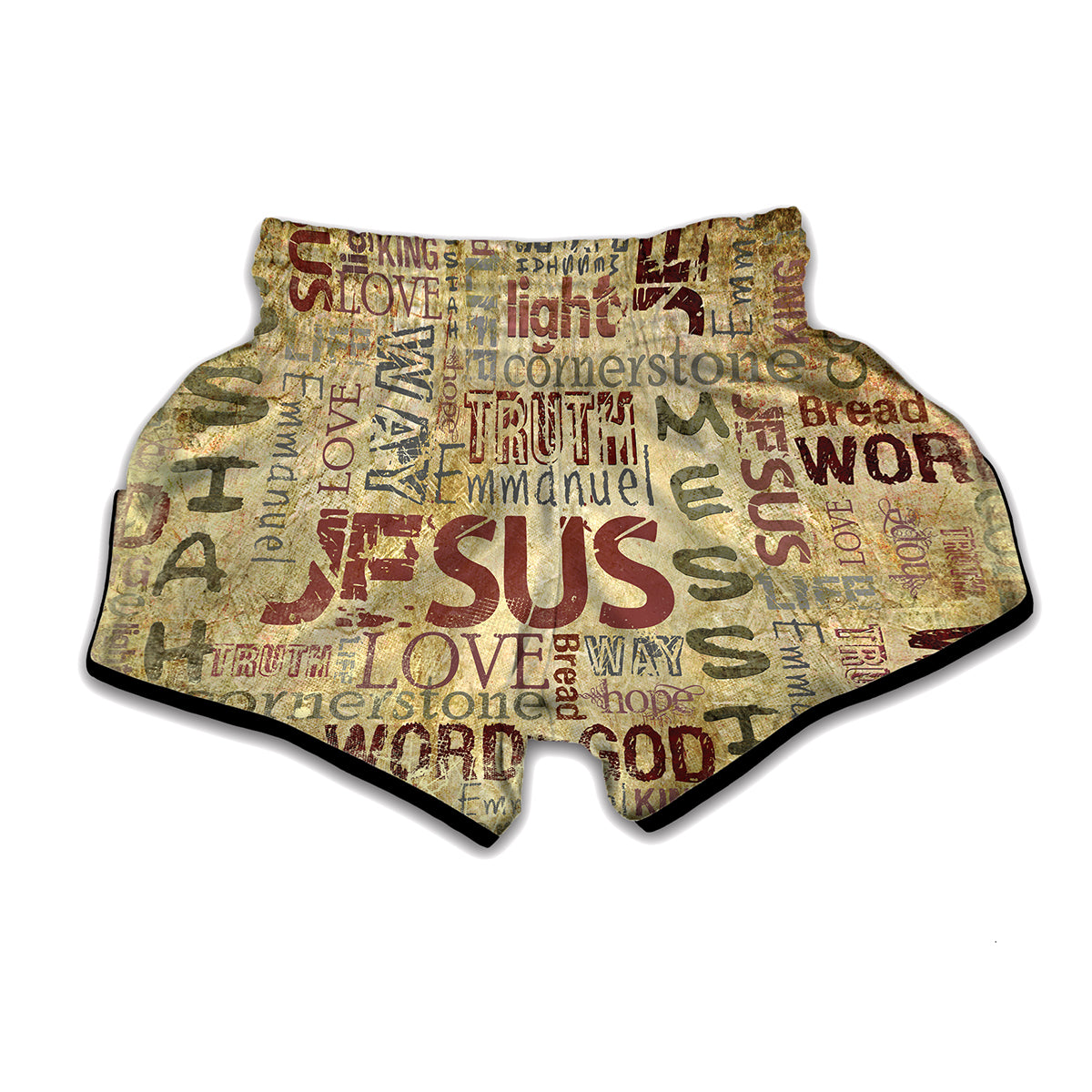 Religious Word Of God Print Muay Thai Boxing Shorts