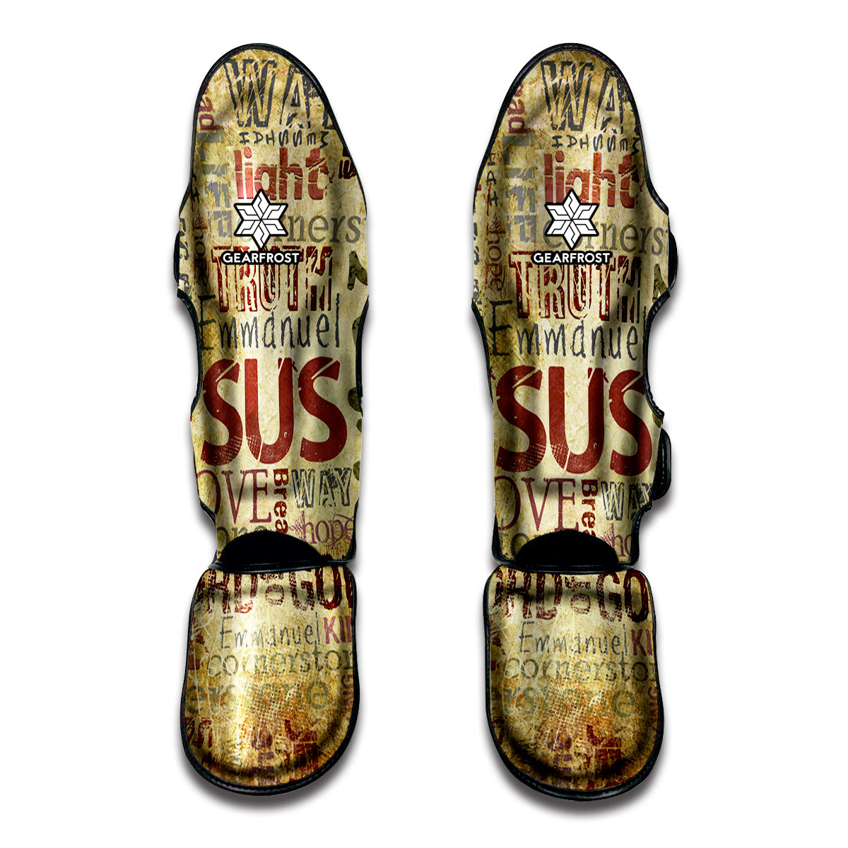 Religious Word Of God Print Muay Thai Shin Guard