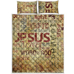 Religious Word Of God Print Quilt Bed Set
