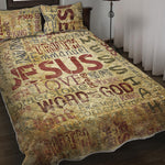 Religious Word Of God Print Quilt Bed Set