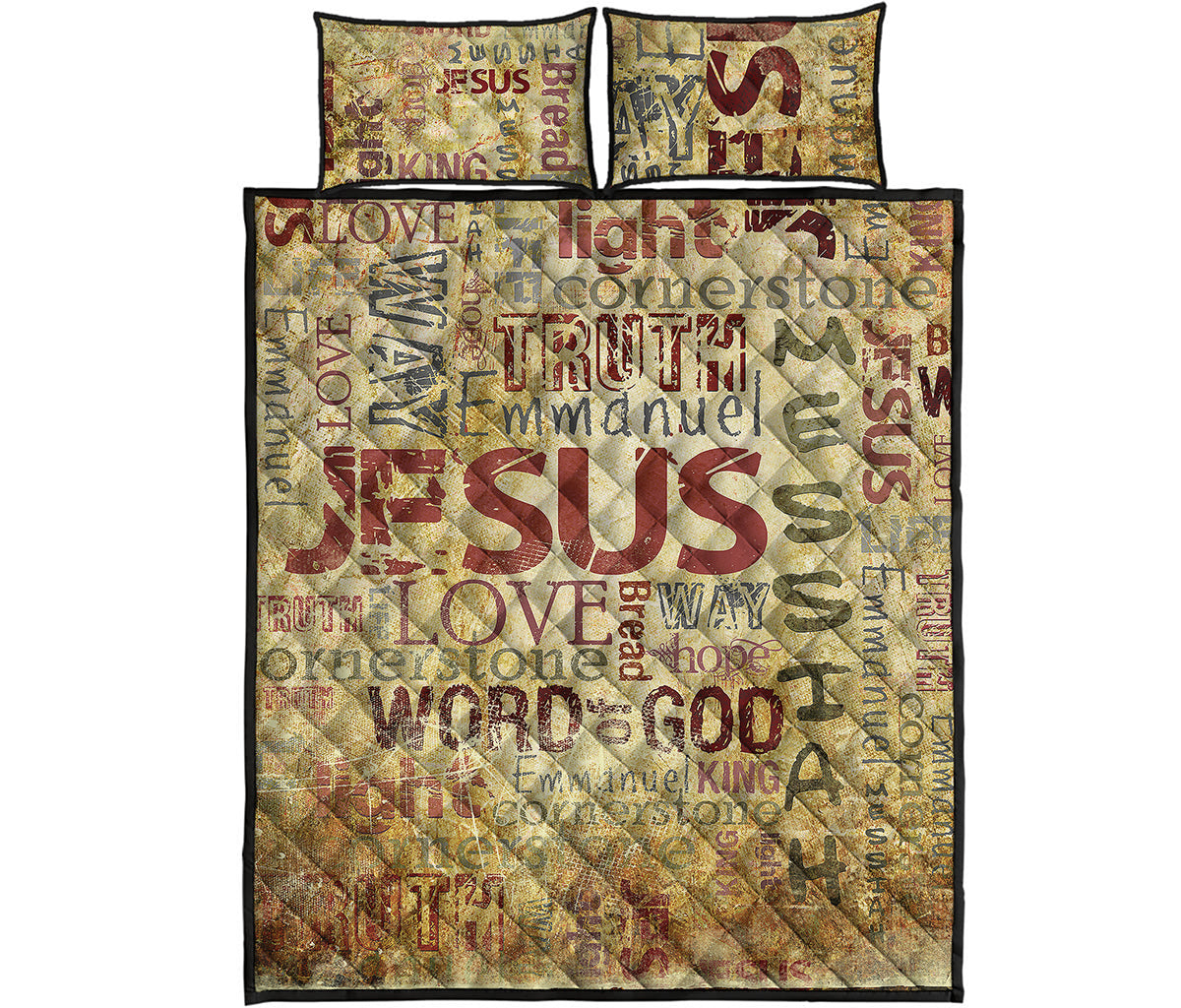 Religious Word Of God Print Quilt Bed Set