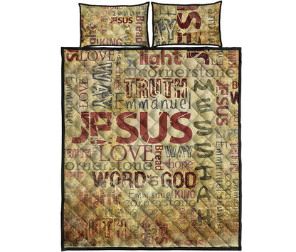 Religious Word Of God Print Quilt Bed Set