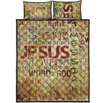 Religious Word Of God Print Quilt Bed Set