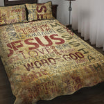 Religious Word Of God Print Quilt Bed Set