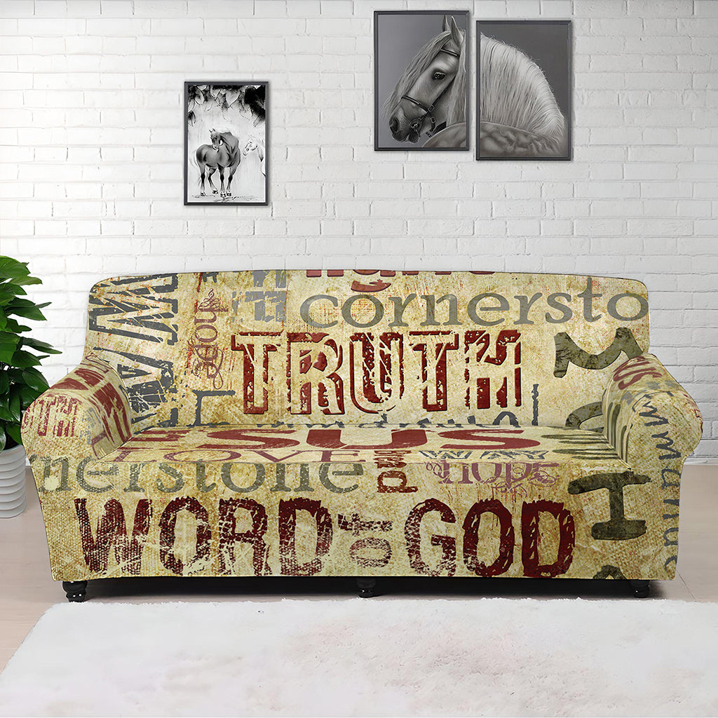 Religious Word Of God Print Sofa Cover