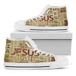 Religious Word Of God Print White High Top Shoes