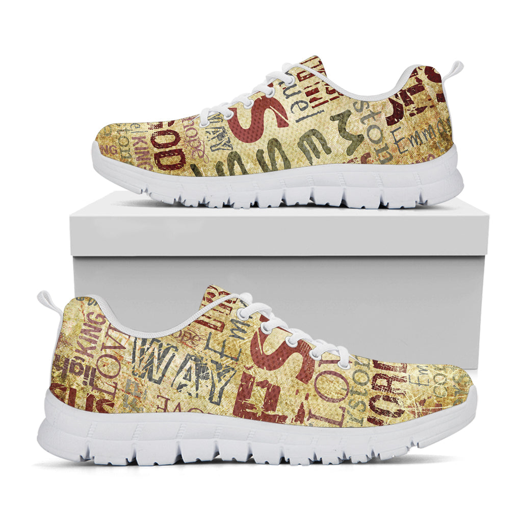 Religious Word Of God Print White Sneakers