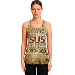 Religious Word Of God Print Women's Racerback Tank Top