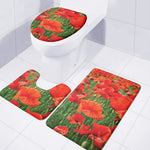 Remembrance Day Poppy Print 3 Piece Bath Mat Set