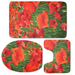 Remembrance Day Poppy Print 3 Piece Bath Mat Set