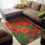 Remembrance Day Poppy Print Area Rug