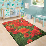 Remembrance Day Poppy Print Area Rug