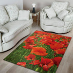 Remembrance Day Poppy Print Area Rug