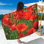 Remembrance Day Poppy Print Beach Sarong Wrap